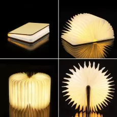 PORTABLE 3 COLORS 3D CREATIVE LED BOOK NIGHT LIGHT WOODEN 5V USB RECHARGEABLE