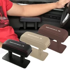 ADJUSTABLE CAR ARMREST CUSHION LEATHER ELBOW REST SUPPORT PAD FOR TESLA