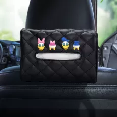 CAR PAPER TOWEL BOX LEATHER FIXED ARMREST BOX HANGING SUNSHADE CARTOON CUTE CAR DRAWER FOR CAR