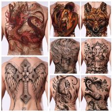 Full Back Large Tattoos Temporary Stickers for Men Cool Stuff Snake Dragon Ganesha Tiger on Body