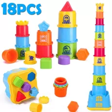 BABY STACKING TOY TODDLER NESTING STACK CUPS INFANT STACKABLE BLOCK