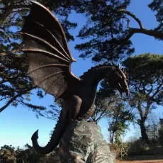 PRECISION CASTING FIRE-BREATHING DRAGON SCULPTURE WATERSCAPE RESIN FOUNTAIN