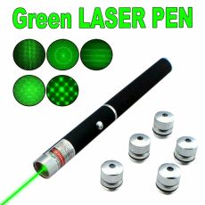 5 in 1 Green Laser Pointer Pen Light Star Beam Rechargeable Laser w/ 5 Star Caps