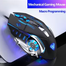 Wired Gaming Mouse 6 Programmable Buttons Ergonomic Mice Colorful LED Light Mouse