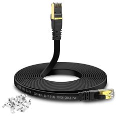 FLAT ETHERNET CABLE 8M CAT 8 ALAZAR NETWORK INTERNET LAN PATCH CABLE HIGH SPEED 40GBPS 2000MHZ GIGABIT SSTP RJ45 GOLD PLATED CONNECTOR FOR ROUTER MODEM SWITCH XBOX LAPTOP PS4 GAMING TV BOX