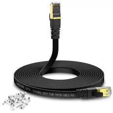 FLAT ETHERNET CABLE 8M CAT 8 ALAZAR NETWORK INTERNET LAN PATCH CABLE HIGH SPEED 40GBPS 2000MHZ GIGABIT SSTP RJ45 GOLD PLATED CONNECTOR FOR ROUTER MODEM
