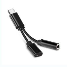 2 In 1 USB C To 3.5mm Aux Audio Jack Adapter USB-C Type C For Earphone Adapter
