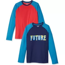 AMAZON ESSENTIALS BOY'S LONG-SLEEVE RAGLAN BASEBALL T-SHIRTS, PACK OF 2