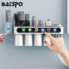 BAISPO Magnetic Adsorption Toothbrush Holder Inverted Cup Wall Mount Bathroom Cleanser Storage Rack
