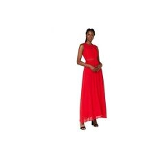 TRUTH & FABLE WOMEN'S MAXI CHIFFON A-LINE DRESS, RED