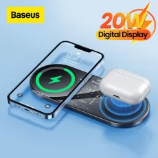 Baseus 20W Qi Wireless Charger  Digital LED Display 2 in 1 Induction Fast Charging