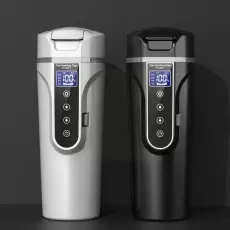 450ML PORTABLE CAR HEATING CUP STEEL WATER WARMER BOTTLE KETTLE COFFEE MUG DISPLAY CAR LCD TEMPERATURE