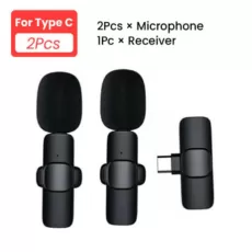 WIRELESS LAVALIER MIC MICROPHONE NOISE REDUCTION FOR C TYPE (TWO MICROPHONES)