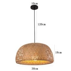 Bamboo Lantern Pendant Lamp Natural Rattan Wicker E27 Chandeliers Hand-Woven Bamboo Lampshades