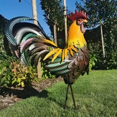 Metal Figurine Rooster Sculpture Carved Iron Rooster Home Furnishing Articles Artwork Lawn Patio