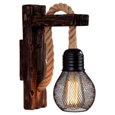Vintage Wood Hemp Rope Wall Lamps Fixture Retro Hallway Bedside Loft Light Luminaire