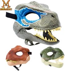 Horror Dinosaur Headgear Dragon Lifelike Dinosaur Mask Halloween Party Cosplay  Open Mouth