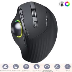Jelly Comb RGB Wireless Trackball Mouse Bluetooth +2.4G Rechargeable Gaming Mouse