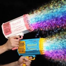 Bubble Gun Rocket 69 Holes Soap Bubbles Machine Christmas Gift Gun Shape Automatic Blower