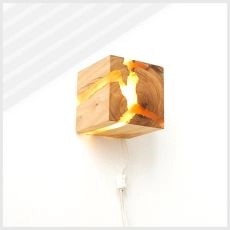 Modern Simple Wood Resin Square Wall Lamp Led 5W 85-265V Bedside Bedroom
