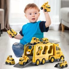 TEMI Diecast Carrier Truck Toys Cars Engineering  Vehicles  Excavator Bulldozer Truck Model Sets