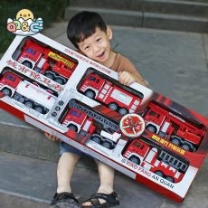 Fire Set Cars Fall-Resistant Ladder Lift Sprinkler Fireman Engineering Truck Toy