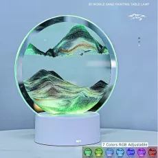 3D HOURGLASS TABLE LAMP 7 COLOR RGB ADJUSTABLE MOVING SAND QUICKSAND FLOWING SAND ART