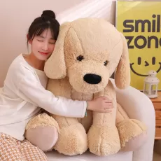 60CM SITTING YELLOW DOG PLUSH DOLL – REALISTIC STUFFED ANIMAL TOY