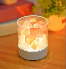 HEALTHY HIMALAYAN SALT LAMP, NATURAL CRYSTAL SALT ROCK LAMP FOR WARM,PEACEFUL AND ROMANTIC NIGHT LIGHT, MODERN HEALTHY