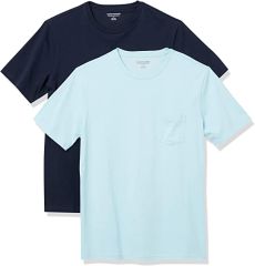 Slim-fit Crew Pocket T-shirt, Light Blue/Dark Navy, S