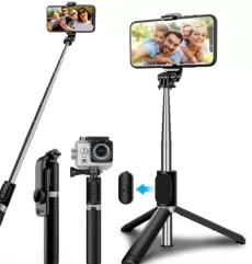 EXTENDABLE SELFIE STICK WITH BLUETOOTH REMOTE AND TRIPOD STAND, PORTABLE, LIGHTWEIGHT