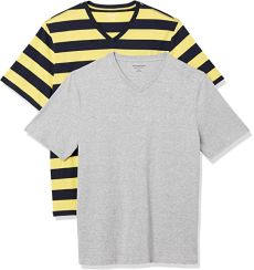 Loose-fit V-neck T-shirt, Yellow and Navy Rugby