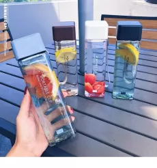 CUTE NEW SQUARE TEA MILK FRUIT WATER CUP 500ML FOR WATER BOTTLES DRINK WITH ROPE