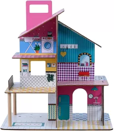 OLIVIA'S LITTLE WORLD 360 KIDS WOODEN DOLL HOUSE 3.5" DOLLS & 12 ACCESSORIES MULTI TD-13260C