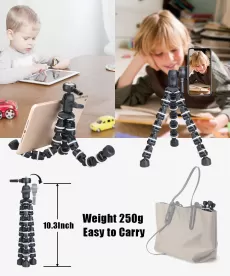 TRIPOD FOR PHONE WITH MOBILE PHONE HOLDER GOPURA MOUNT, MINI FLEXIBLE DESK TRIPOD WITH REMOTE
