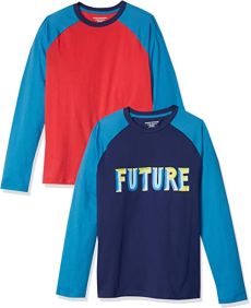 Amazon Essentials Boy's Long-Sleeve Raglan Baseball T-Shirts, Pack of 2