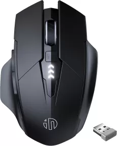 INPHIC RECHARGEABLE WIRELESS MOUSE WITH BATTERY LEVEL DISPLAY, SILENT CLICK 2.4G USB, 2400 DPI, 6-BUTTON CORDLESS MOUSE FOR LAPTOP & PC – BLACK