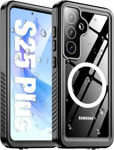 OTERKIN SAMSUNG GALAXY S25 PLUS WATERPROOF CASE | IP68 UNDERWATER PROTECTION | MAGSAFE COMPATIBLE | 360° FULL BODY SHOCKPROOF CASE WITH BUILT-IN SCREEN & CAMERA PROTECTOR – BLACK