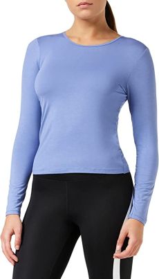 Amazon Brand - AURIQUE Women's Long Sleeve Super Soft Sports Top, Blue (Colony Blue), 10, Label:S	