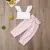 TODDLER BABY GIRLS' SUMMER OUTFIT – LACE STRAP RUFFLE CROP TOP & STRIPED SHORTS