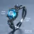 CHARM FEMALE MALE BLUE ROUND ZIRCON RING DAINTY 14KT BLACK GOLD ENGAGEMENT RINGS