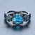 CHARM FEMALE MALE BLUE ROUND ZIRCON RING DAINTY 14KT BLACK GOLD ENGAGEMENT RINGS
