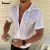 MEN SUMMER CASUAL PLAID TOP SOLID WHITE BLOUSE MENS OPEN STITCH THIN CLOTHES