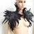 FEATHER SHRUG SHAWL FEATHER FAKE COLLAR SHOULDER WRAP CAPE GOTHIC COLLAR WITH RIBBON TIES