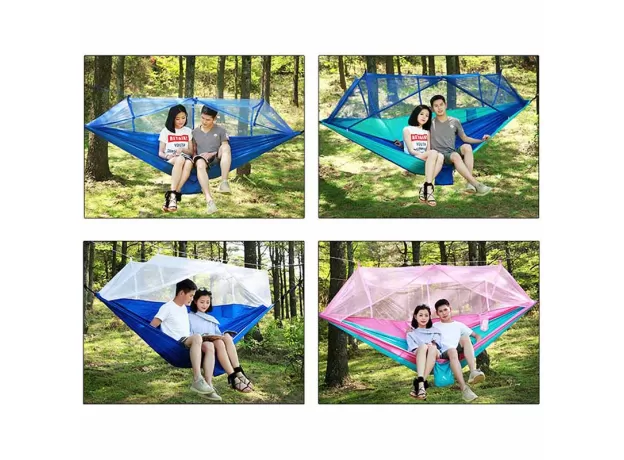 1–2 PERSON PORTABLE CAMPING HAMMOCK WITH MOSQUITO NET – PARACHUTE FABRIC