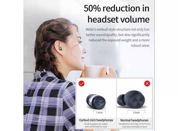MOTOROLA VERVEBUDS 110 TWS BLUETOOTH 5.0 WIRELESS EARPHONE EARBUDS MINI-IN-EAR VB 110 HEADPHONES