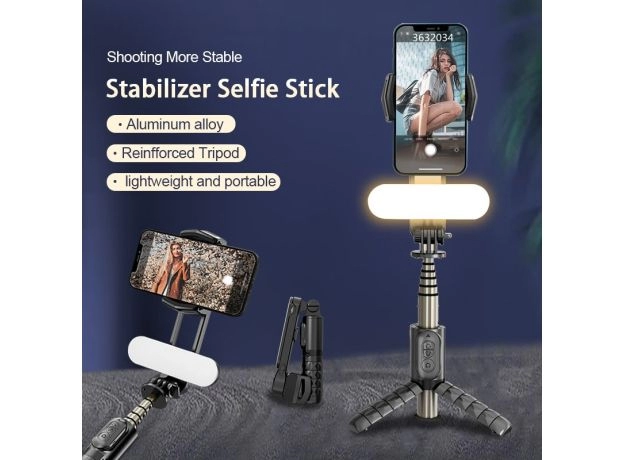 Foldable Handheld Gimbal Stabilizer with Wireless Bluetooth and Fill Light â€“ Perfect for Huawei and iPhone Smartphones