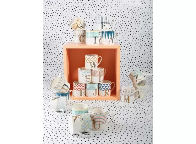CREATIVE TOPS C000241 ALPHABET MUG WITH NOVELTY 'P' DESIGN, FINE CHINA, MULTI-COLOUR, 350 ML - PACK OF 6 MUG