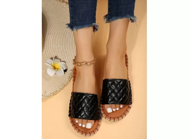 FLAT SANDALS FOR WOMEN ESPADRILLES SUMMER SLIPPERS SLIDES WITH BOW OPEN TOE SLIDERS FLIP FLOPS COMFY BEACH GARDEN CASUAL BLACK