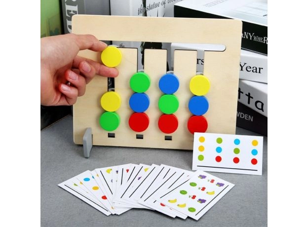 Montessori Toy, Colors and Fruits Matching Game, Educational Wooden Toy for Kids